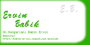 ervin babik business card